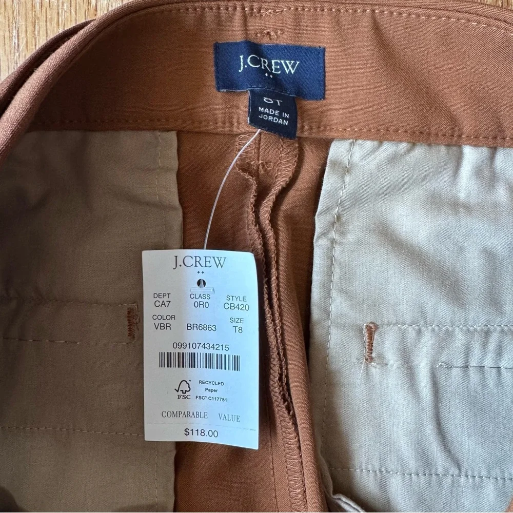 NWT•J. Crew Factory•Women's Belted Straight-Leg Trousers Sz 8 Tall